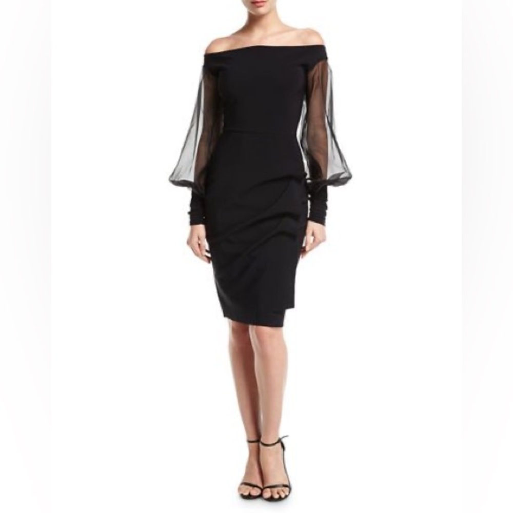 Chiara Boni La Petite Robe - Nita Organza-Sleeve Black Cocktail Dress